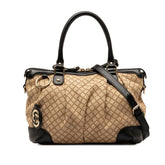グッチ ディアマンテ スーキー ハンドバッグ ショルダーバッグ 2WAY 247902 ベージュ ブラック キャンバス レザー レディース GUCCI 【中古】